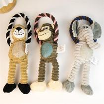Pet dog plush toy lion monkey elephant interactive chewing sound knot companion toy large dog