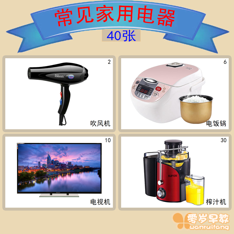 Common household appliances baby month early cognitive card language retardation autism rehabilitation training card enlightenment toy