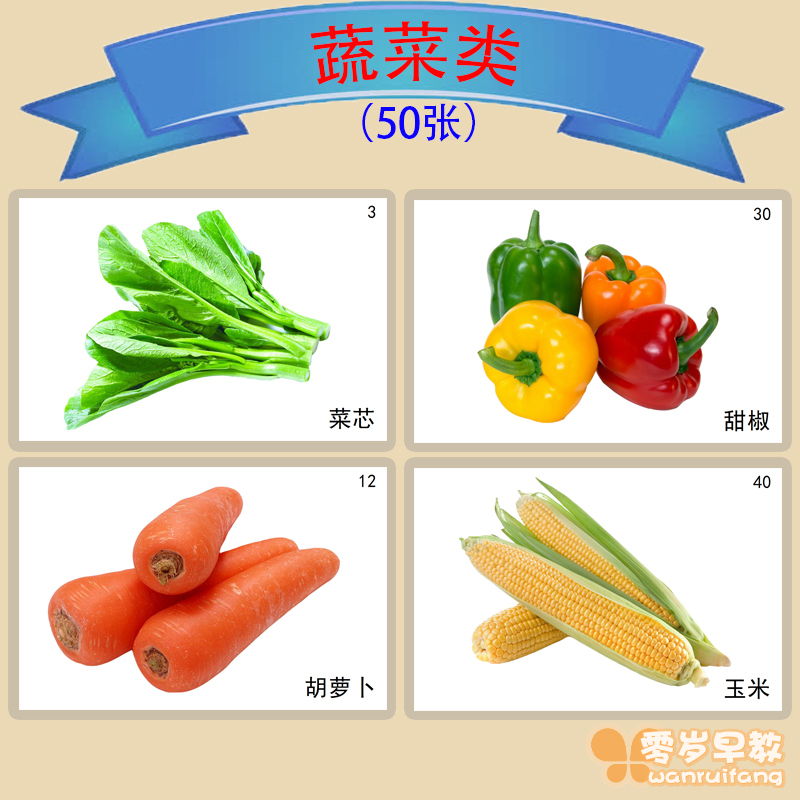 Vegetable language early teaching teaching aids autism autism rehabilitation training children's enlightenment cognitive card toys