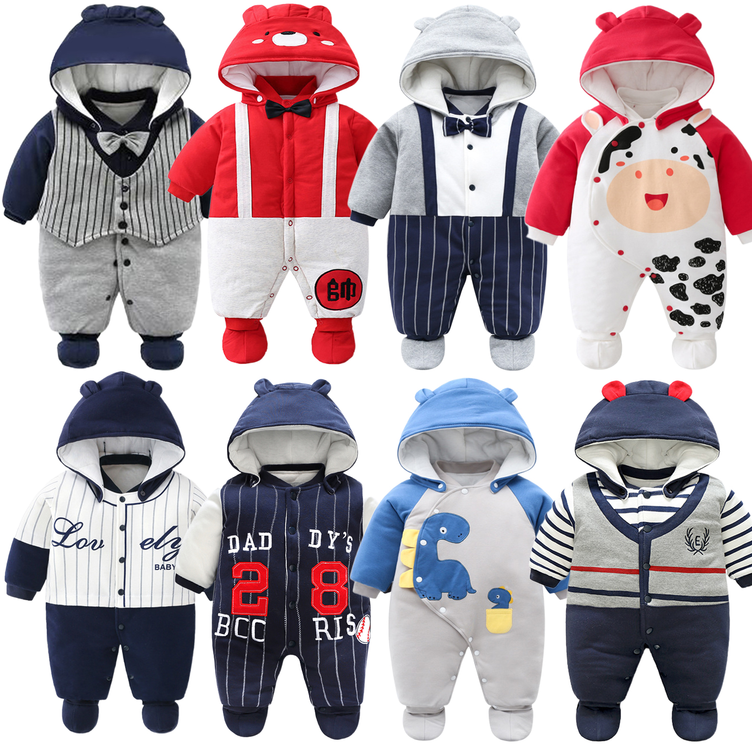 Winter men and women go out to serve full moon baby Even body clothes clip cotton thickened cotton clothes pure cotton long sleeves 100 days wear