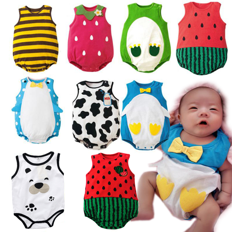 Baby triangle romper short-sleeved summer newborn baby jumpsuit sleeveless cotton fart vest vest climbing suit apron