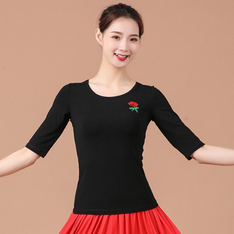 Dancing Clothes Square Dance Clothes Women's Summer Modale Blouse Dancing Clothes New Dance Pure Dance Suit Short Sleeves