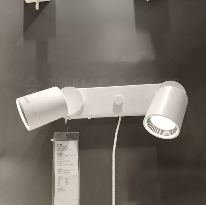 Ikea Newmonai Double-Headed Wall Lamp Bedroom Bedside Led Spotlight Double-Headed Adjustable Angle Wall Lamp Downlight