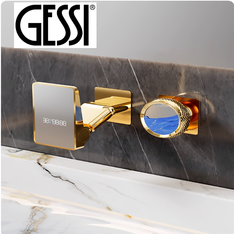 Italian Luxury Designer Wall-Mounted Folding Bathroom Faucet with Hot and Cold Water, Concealed Installation