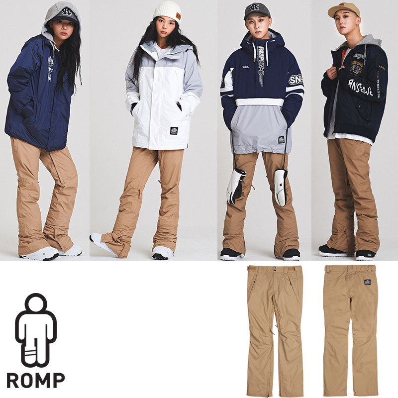 1819ROMP Korea new veneer casual sports ski pants warm for men and women waterproof bunches