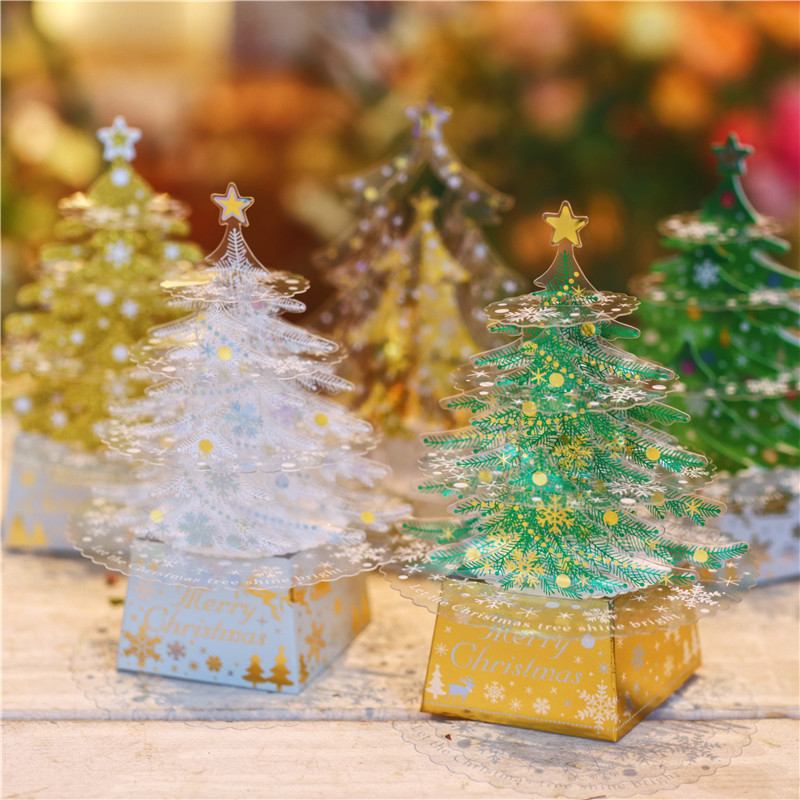 Selected season three-dimensional Christmas greeting card crystal Christmas tree creative shape 3D decoration decoration card