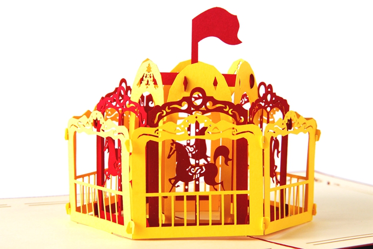 Goddess Festival sends friends three-dimensional greeting card model paper-cut carousel birthday gift Thank You celebration card