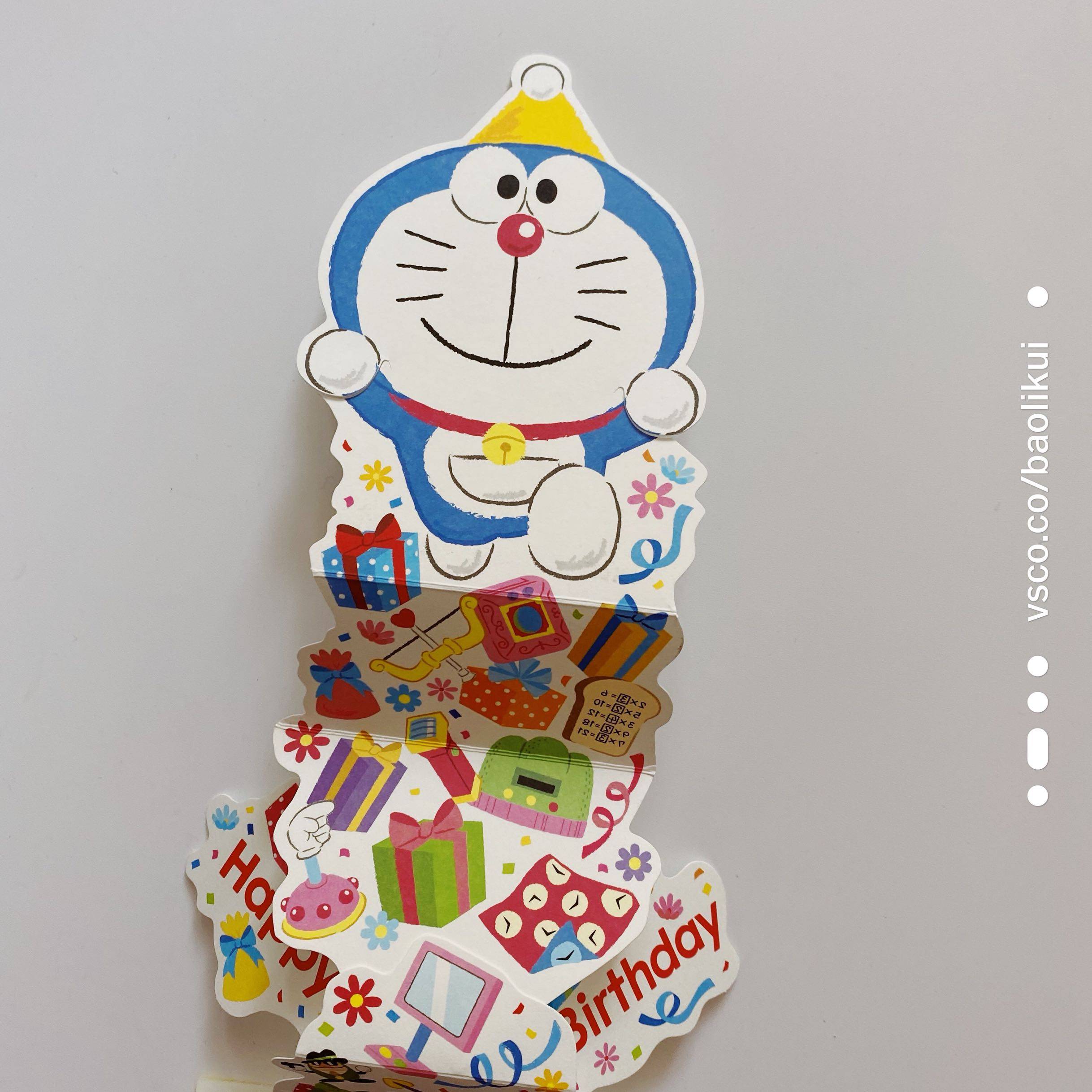 Birthday gift Japan purchase Doraemon limited 50th anniversary greeting card machine cat pull creative card