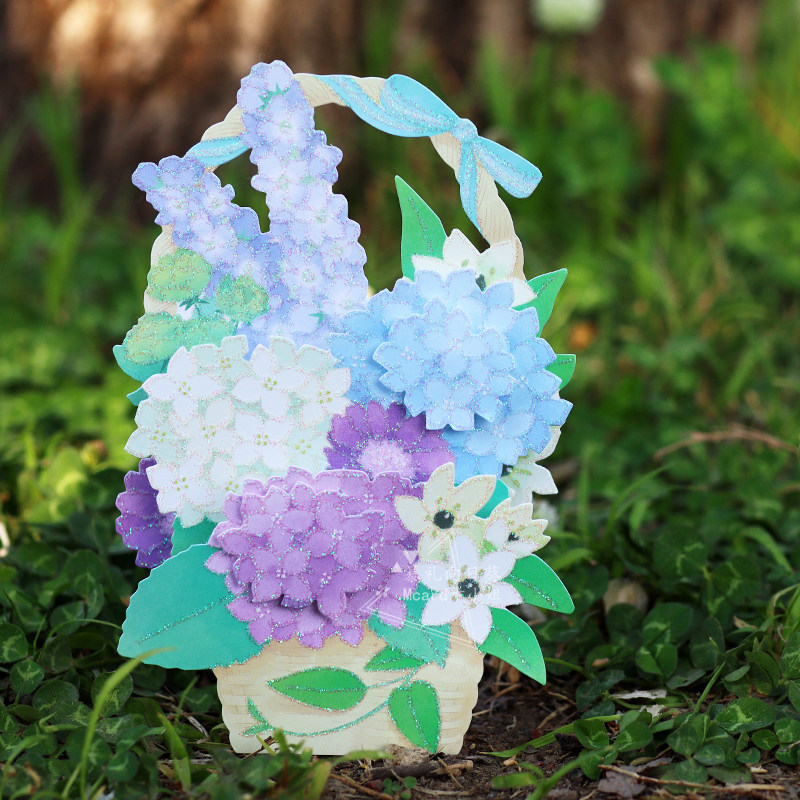 Summer Hydrangea Basket Three-dimensional Greeting Card Hydrangea Decoration Thanks Teacher Teacher's Day Universal Holiday Message Card