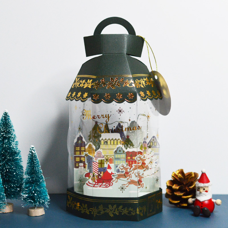 Japanese handheld lantern Christmas lighting music stereoscopic card 20 song decorative fittings festival blessing card