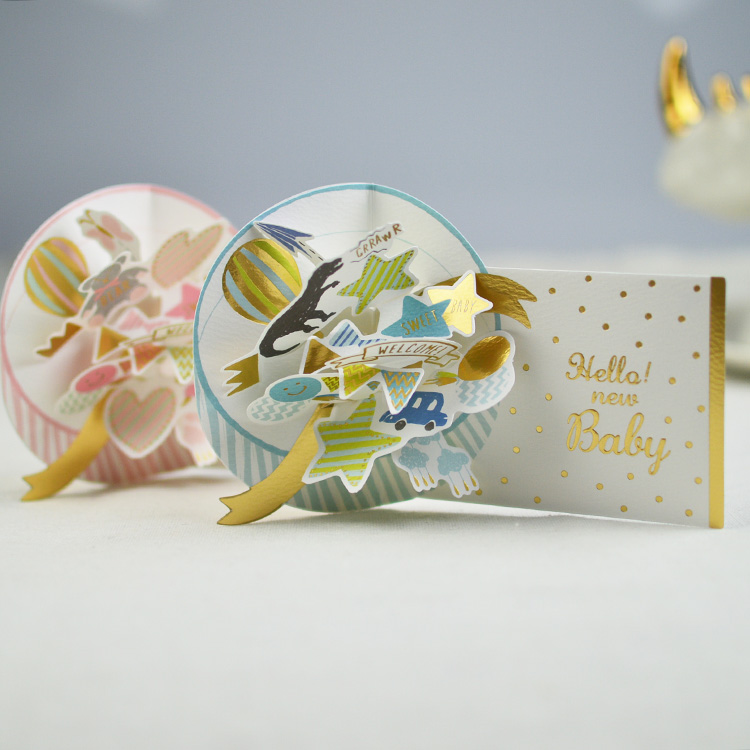 Japanese creative newborn stereoscopic greeting card celebrates the baby born male baby girl Babby birthday blessings card