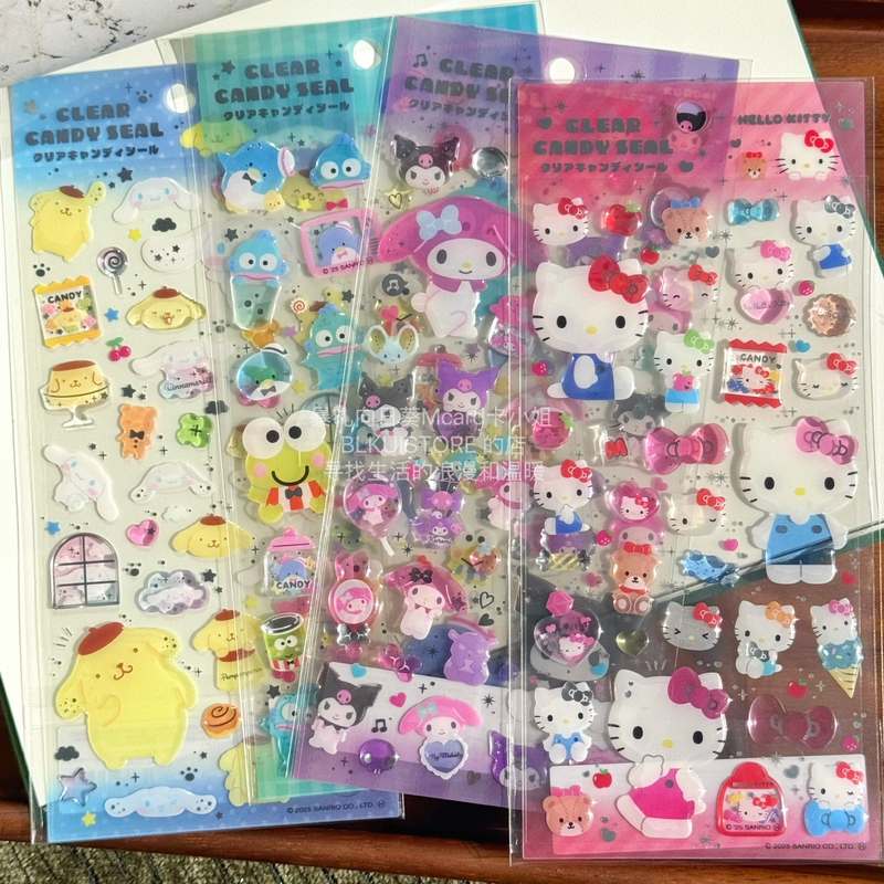 Japanese Hello Kitty Pudding Dog Crystal Transparent Waterproof Stickers Journal Materials Notebook Guka Stickers