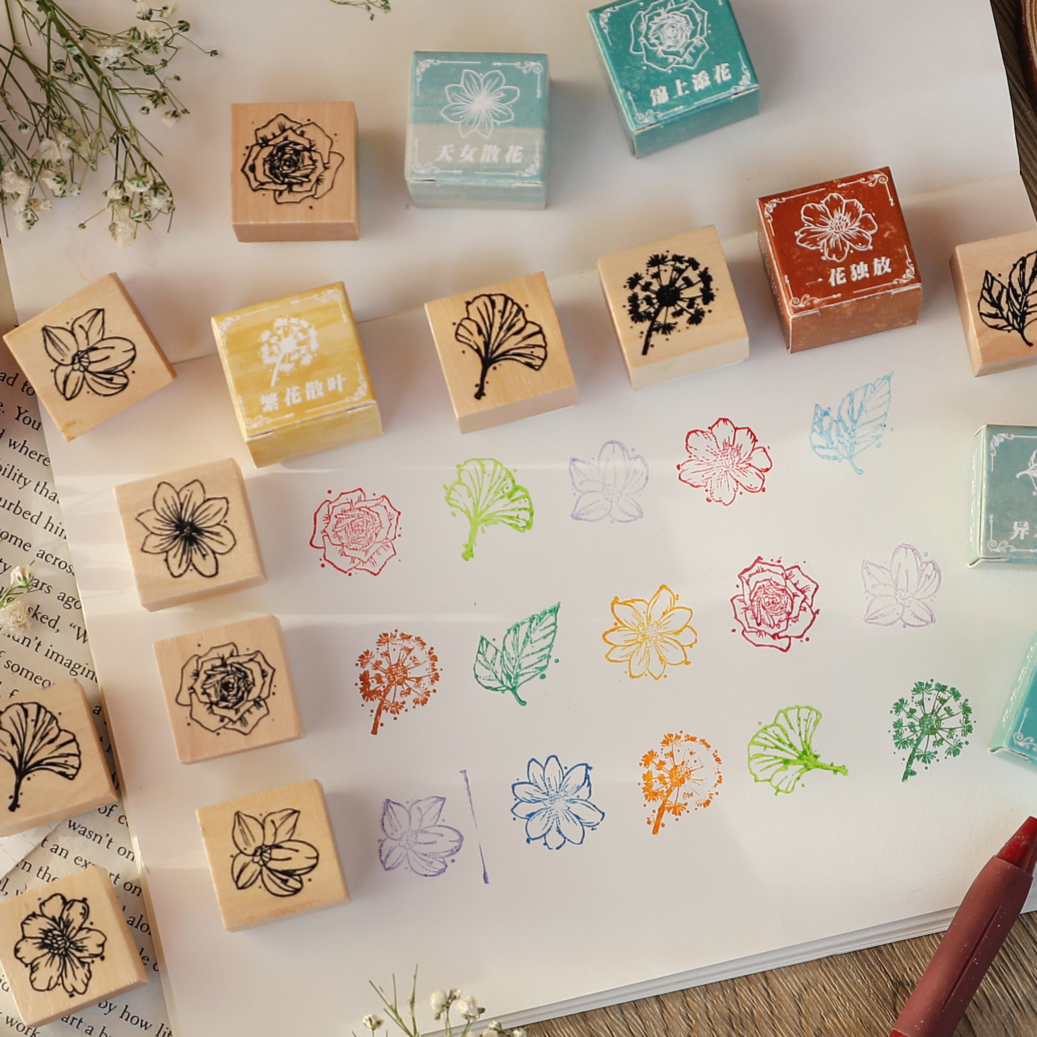 New Dream Garden Series Wooden Stamps icing on the cake plant DIY letterhead decoration commemorative decoration gift