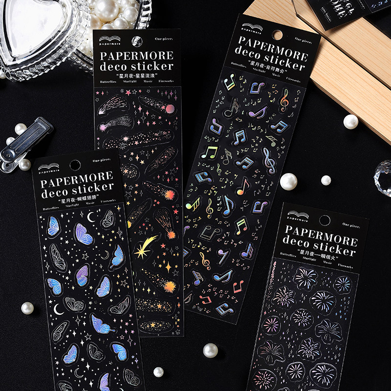 Limelight Sunflower New Star Moon Night Series PET Bronzed Silver Sticker Poster Diy Phone Protection Shell Hand Ledger Decoration