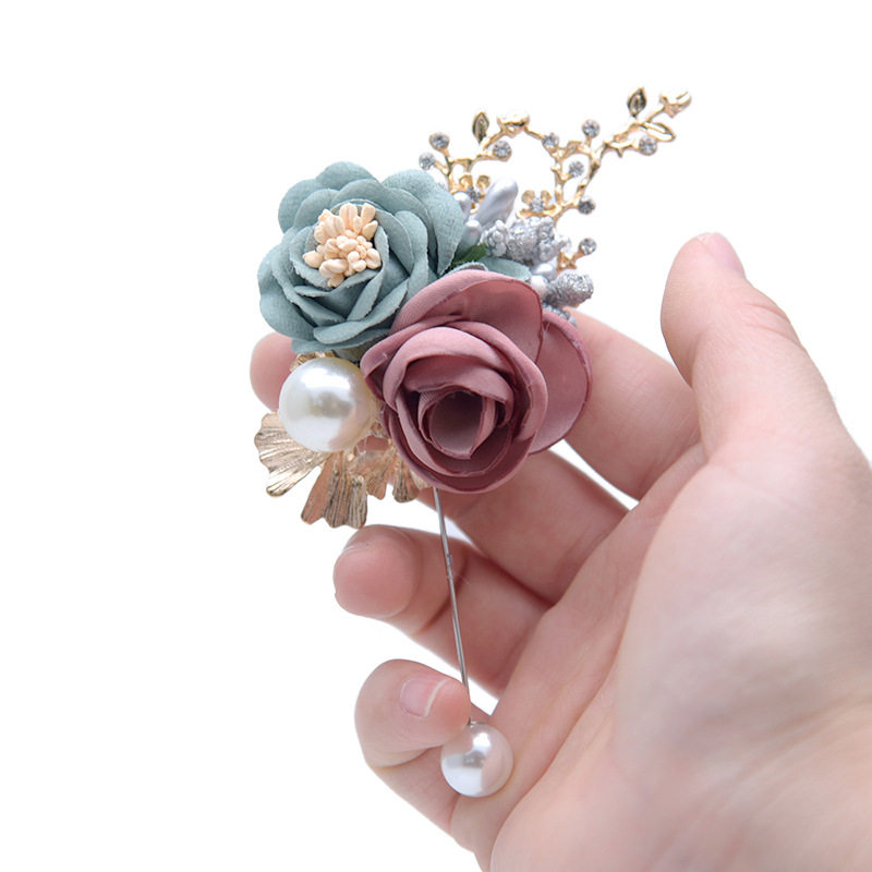 Pearl corsage Bride and groom wedding full set of high-end luxury bridesmaid corsage Chinese banquet opening leading brooch