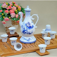 Gốm trắng rượu thủy tinh Jingdezhen màu xanh và trắng sứ tự động rót rượu vang rượu vang quà tặng ly rượu dụng cụ khui rượu vang