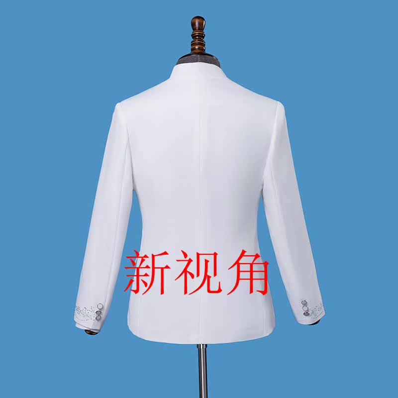 Trang phục trắng nam phù hợp với người lớn phòng thu ca sĩ chủ trang phục sân khấu biểu diễn hợp xướng áo comple