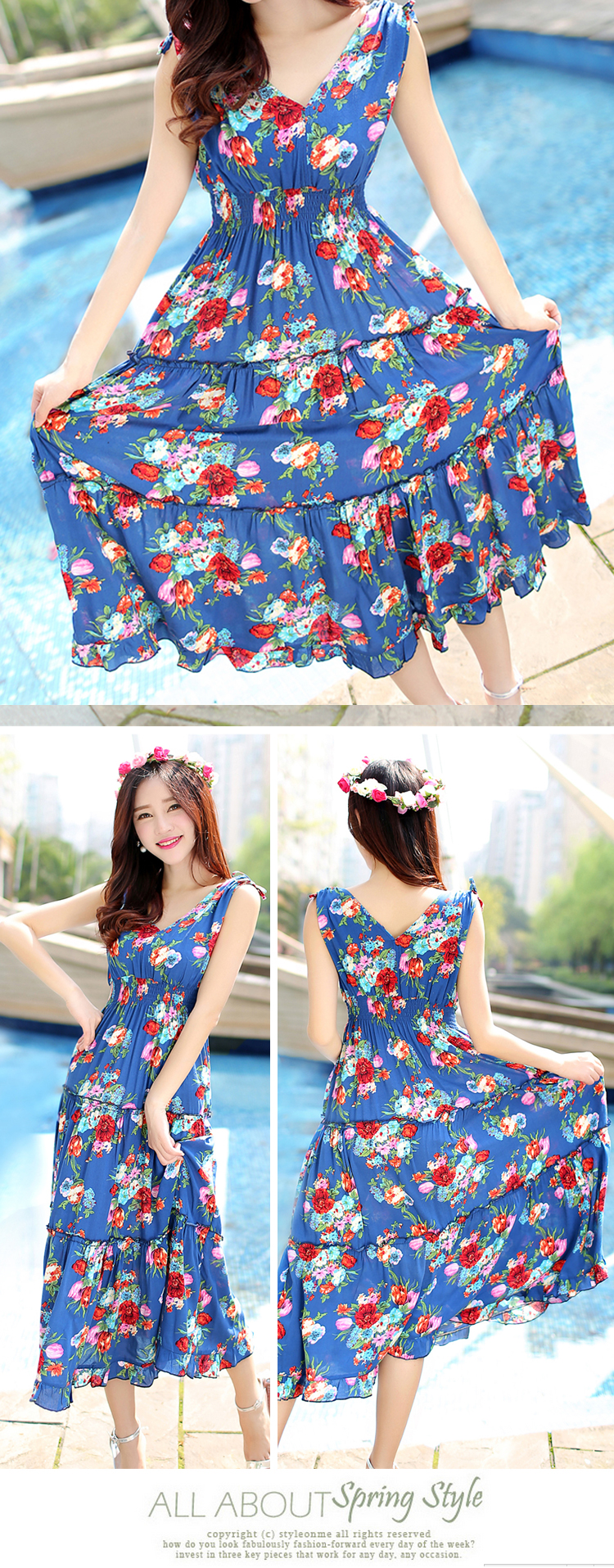 Mùa hè 2019 mới đầm hoa boho siêu dài cotton lụa áo vest đi biển dài váy nữ - Sản phẩm HOT shop thời trang nữ