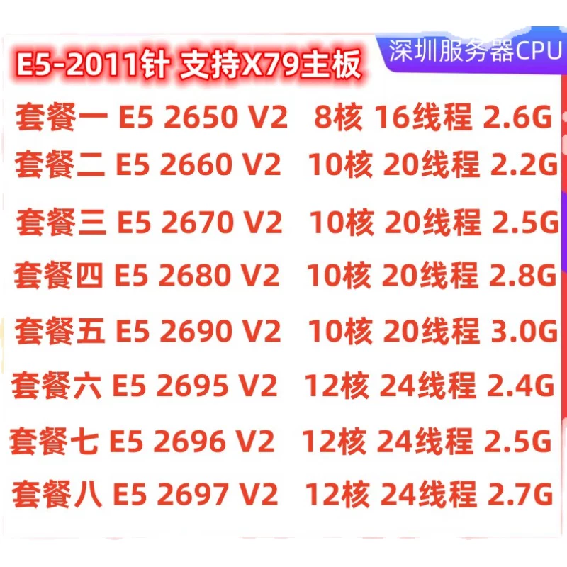 E5 2630 2640 2650 2660 2670 2680V2 2690V2 2695 2696V2 2697V2