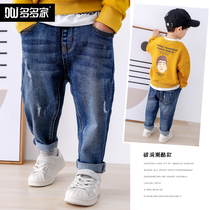 Boys pants jeans Spring Spring 2021 new foreign style Korean spring dress children Children Baby casual pants tide