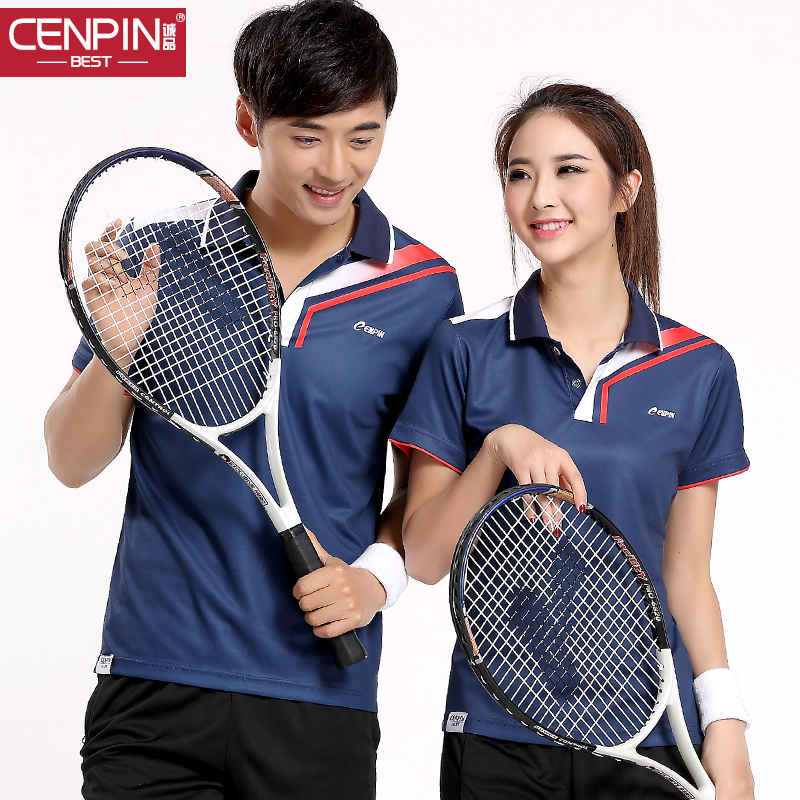 Summer new couple wear breathable quick-drying short-sleeved sports suit men and women stand collar badminton tennis sportswear thin