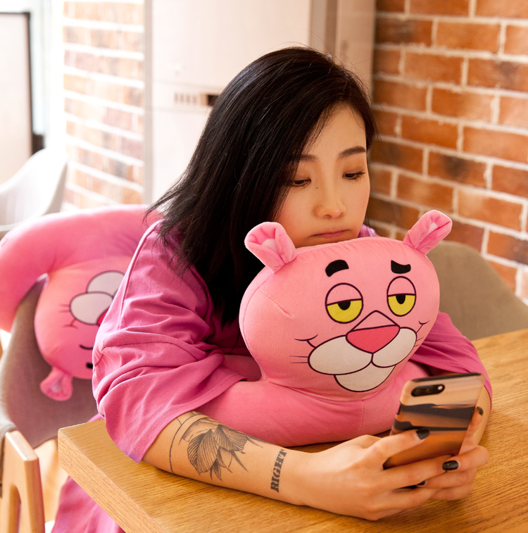 Dễ thương Pink Leopard Napping Gối Văn phòng Ngủ Gối Sinh viên Ngủ Gối Đệm Đệm Napping Artifact gối ôm ghế sofa