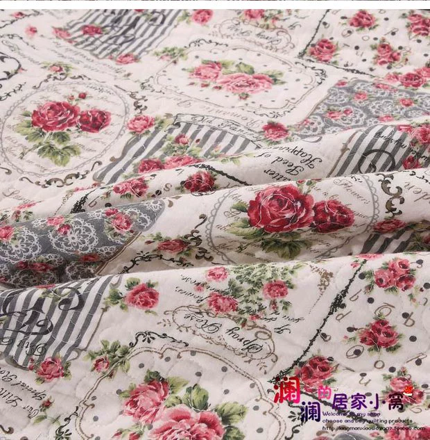 Bông hồng lãng mạn được nhồi bông bằng ga trải giường bằng vải cotton điều hòa không khí mùa hè mát mẻ bởi ba bộ bốn bộ dải đơn drap giường đẹp
