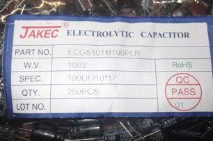Original JAKEC Direct Plug Electrolytic Capacitor 100UF 100V Size 10*17