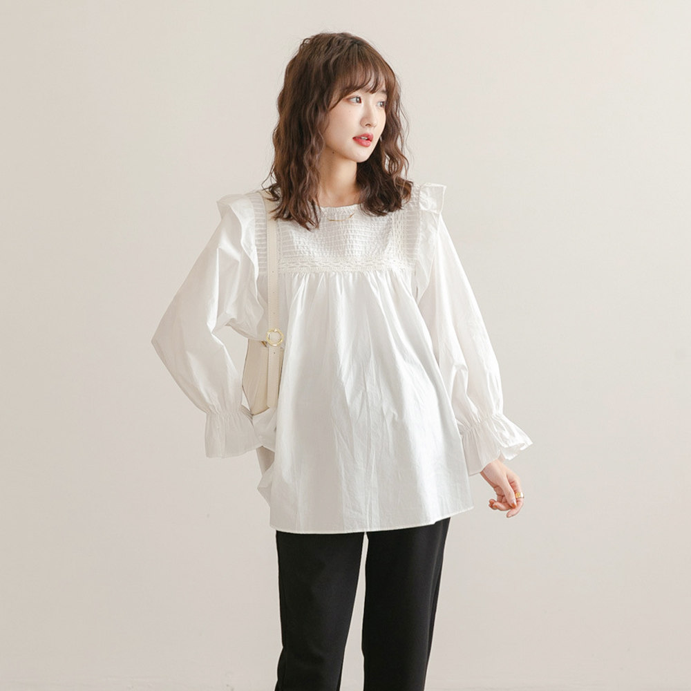 Maternity Shirts Short Tops Solid Color Tide Mom Long Sleeves Sweet 2022 New Spring and Autumn Dress Fashion Flying Sleeves Jingling