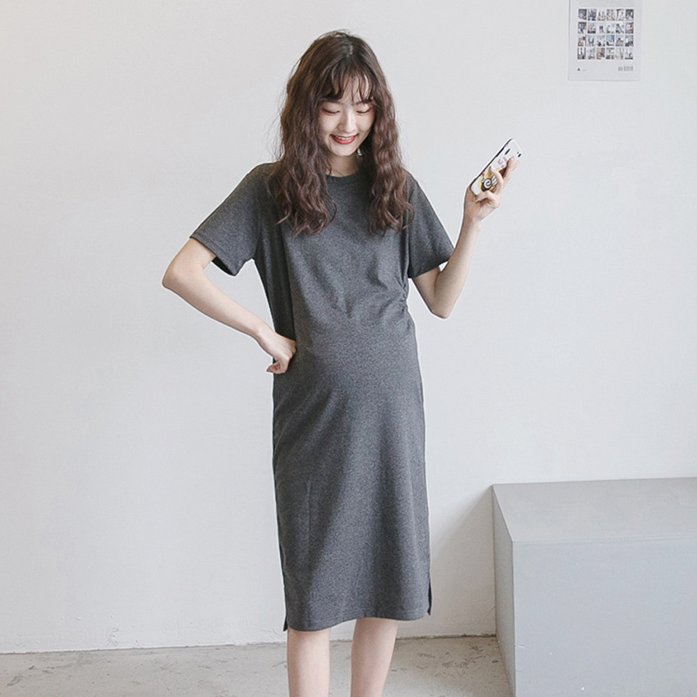 Pregnant women's T-shirt dress summer cotton fashion short sleeve easy cotton tops appears thin medium and long version leisure