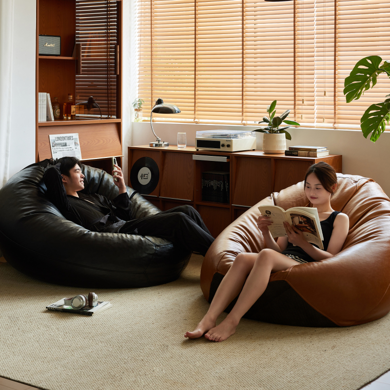 Small Four-Seater Lazy Sofa That Can Recline and Be Used as a Sleeping Mat, ins Bean Bag Leather Sofa Chair, Creative Balcony Living Room Bean Bag Small Four-Seater Lazy Sofa That Can Recline and Be Used as a Sleeping Mat, ins Bean Bag Leather Sofa Chair, Creative Balcony Living Room Bean Bag