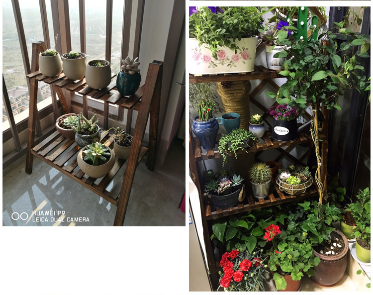 Rắn gỗ thịt chậu hoa màu xanh lá cây nhiều lớp bằng gỗ đứng cây cảnh trong nhà ban công tầng kệ gói khuyến mãi - Kệ tủ kệ