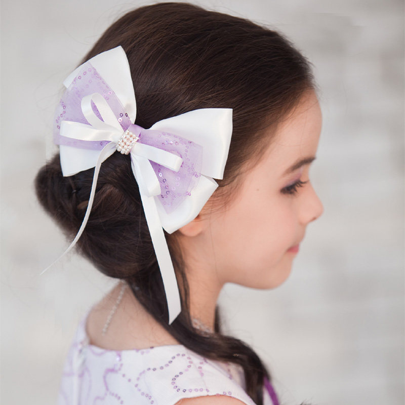 O Futing Purple White Children Hair Clip Girl Head Accessories Baby Side Clip Princess Haircut Children Hair Clip Clips