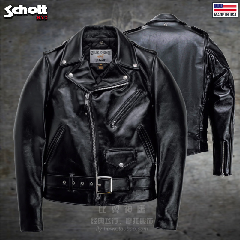 Schott Nyc China Official Distributor American-Made Classic Diagonal Zip Motorcycle Rock Biker Leather Jacket # 618Hh