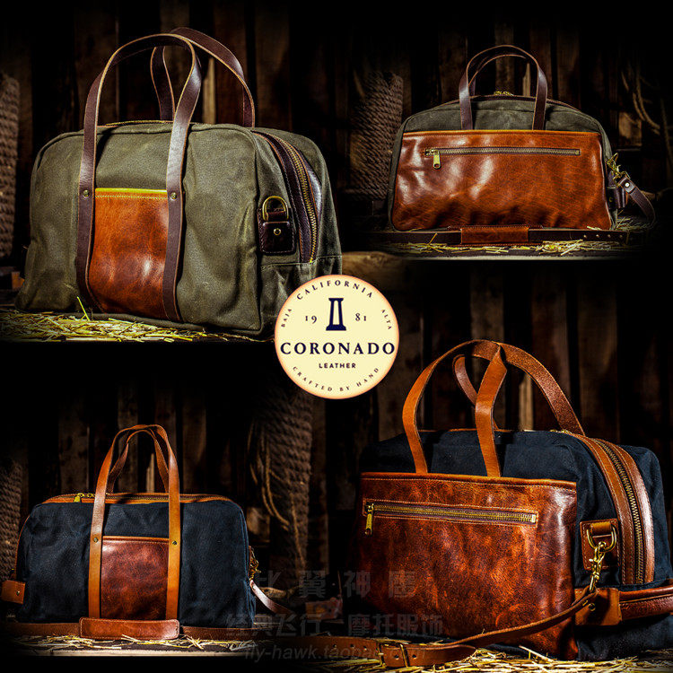 Coronado 18 oz Heavy all-weather Oil wax Tarpaulin Retro Travel Bag#730 produced in the United States