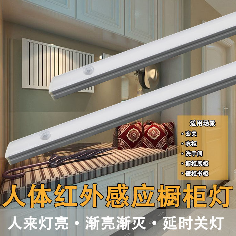 led smart cabinet lamp 12V human infrared induction lights kitchen cabinet closet porch lights gradually and gradually extinct