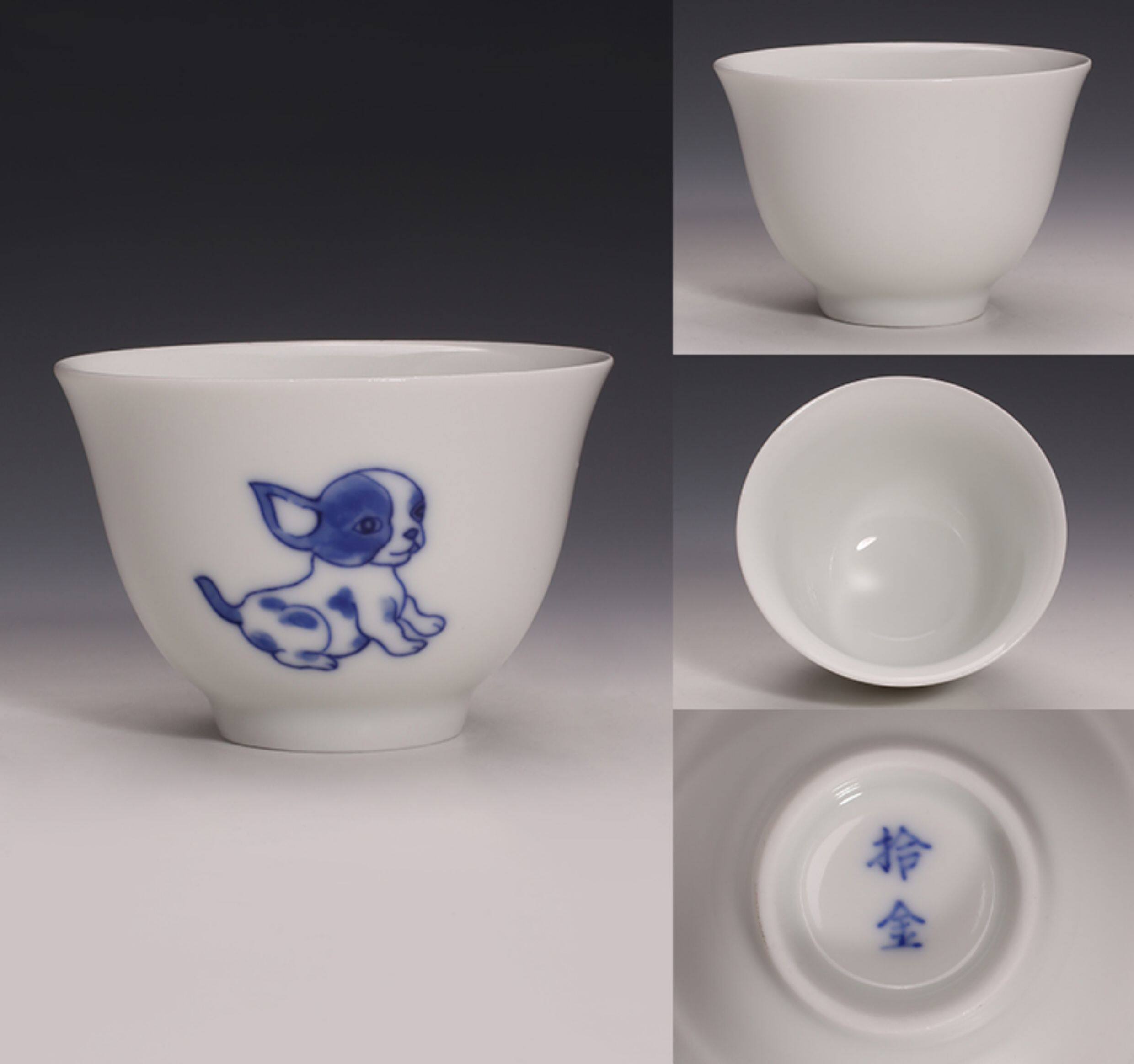 自慢堂拾金款手繪青花瓷嬰戲清湛聞杯功夫茶杯個人杯陶瓷茶具|茶杯