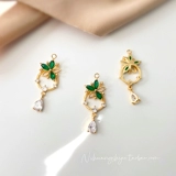 Длинный цирконий, подвеска, серьги, ювелирное украшение, 18 карат, в цветочек, со снежинками