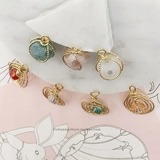 diy铜镀18K真金缠绕磨砂锆石吊坠手工耳饰锁骨链挂件手链耳环材料