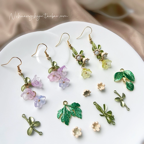 Свежий зеленый аксессуар, серьги, аксессуары, DIY, орхидея