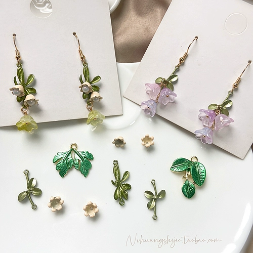 Свежий зеленый аксессуар, серьги, аксессуары, DIY, орхидея