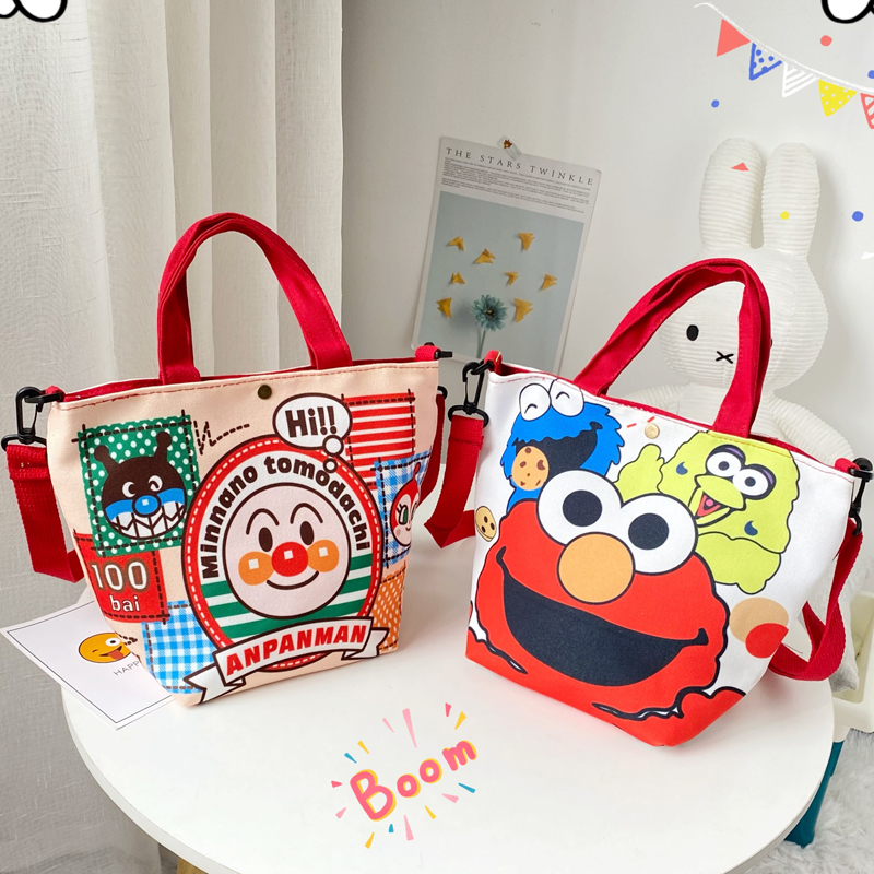 Japanese Bread Superman Mommy Bag Hand Bag Lunchbox Lunch Box Bag Canvas Children Baby Hand Carry Diagonal Satchel Wave