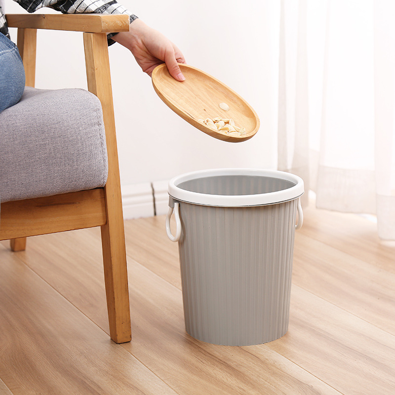 Minimalist home with press circle trash can round kitchen Makeup Room Plastic Trash Cans Office Wastebasket