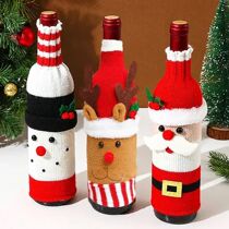 Christmas Wine Bottle ver Set Santa Snowman Woven Wine Bottle