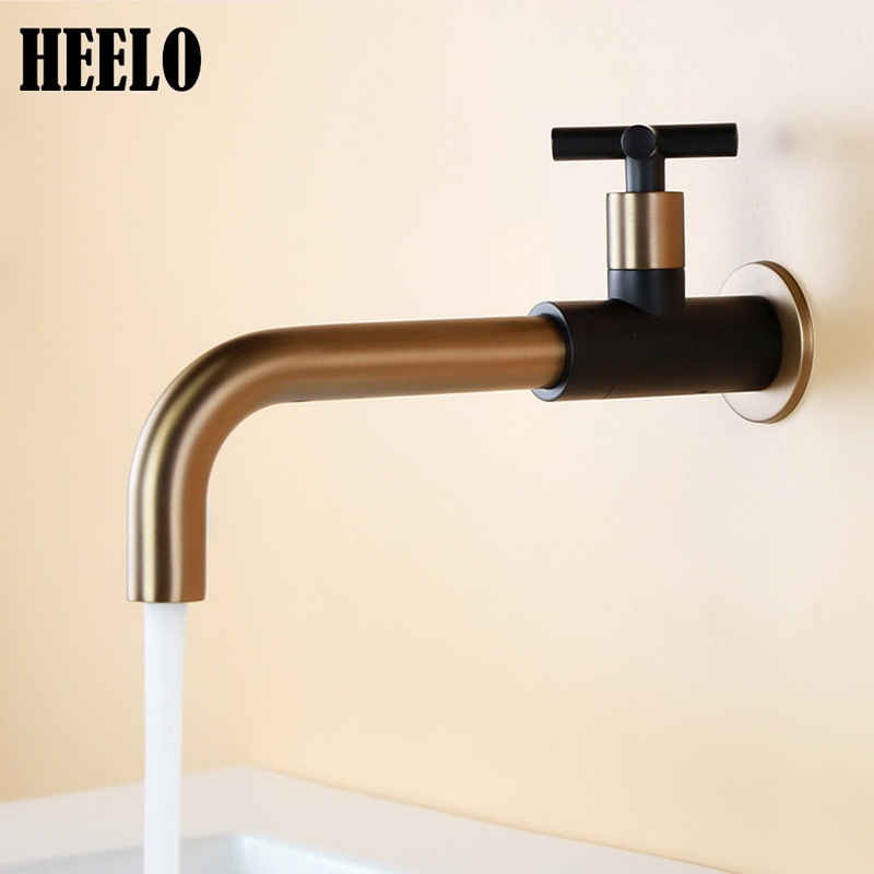 Extended Mop Sink Faucet, Single Cold Water, Rose Gold Color, Wall-Mounted Copper Mop Sink Faucet, Splash-Proof for Bathroom