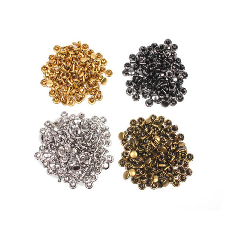 Flat bump double-sided rivet buckle bag sandals accessories crash nail female buckle cap nail button round pair knock rivet