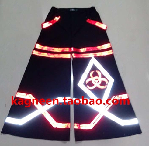 Kagneen Reflective Dance Pants Aus Style Ghost Dance Pants with Super Bright Reflective Effect and Wide Flared Legs