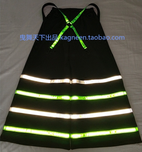 Kagneen original green and white four-color reflective ghost dance pants fluorescent outdoor sports free shipping T1M shuffle dance