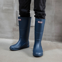  Mens high-tube rain boots Mens middle-tube spring and Autumn fashion water boots Fishing shoes Waterproof shoes Outdoor dual-use non-slip galoshes glue