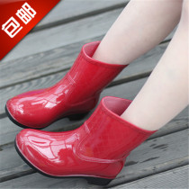  Spring and autumn womens rain boots Korean galoshes Martin rain boots new plus velvet waterproof shoes fashion rubber shoes large size short tube water boots